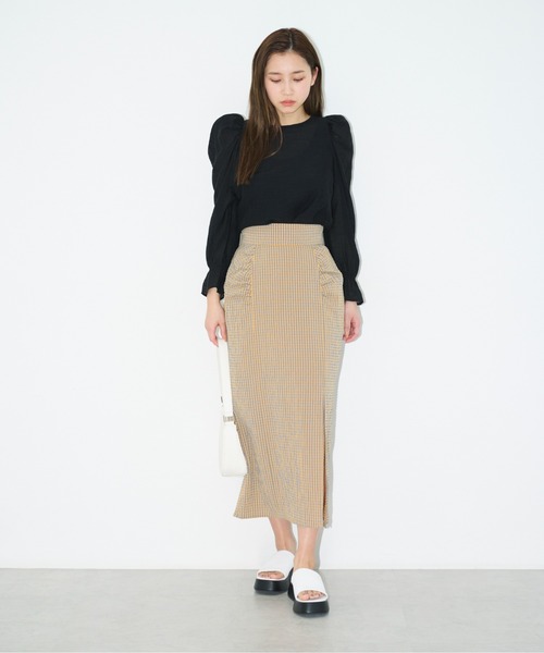 FREE'S MART（フリーズマート）の「【Sシリーズ対応】◆フロントスリットチェックナロースカート（スカート・レディース・ブラック系その他/イエロー系その他/オレンジ系その他・SMALL/MEDIUM/X-SMALL）」の15枚目の写真