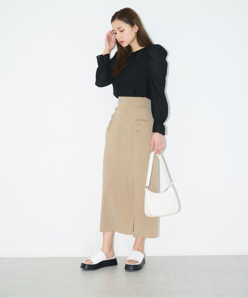 FREE'S MART（フリーズマート）の「【Sシリーズ対応】◆フロントスリットチェックナロースカート（スカート・レディース・ブラック系その他/イエロー系その他/オレンジ系その他・SMALL/MEDIUM/X-SMALL）」の13枚目の写真