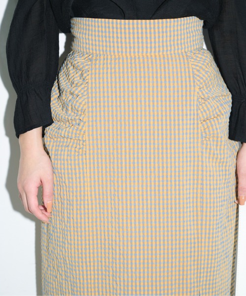 FREE'S MART（フリーズマート）の「【Sシリーズ対応】◆フロントスリットチェックナロースカート（スカート・レディース・ブラック系その他/イエロー系その他/オレンジ系その他・SMALL/MEDIUM/X-SMALL）」の11枚目の写真