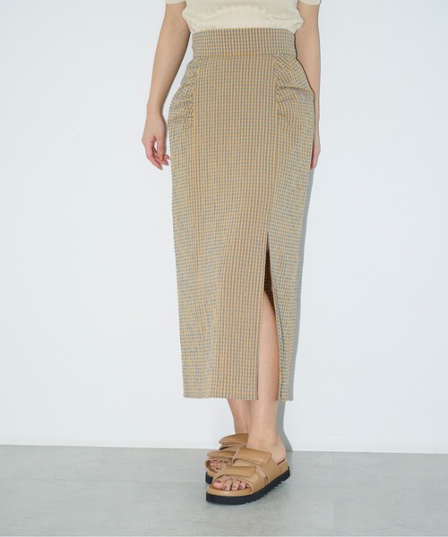 FREE'S MART（フリーズマート）の「【Sシリーズ対応】◆フロントスリットチェックナロースカート（スカート・レディース・ブラック系その他/イエロー系その他/オレンジ系その他・SMALL/MEDIUM/X-SMALL）」の5枚目の写真