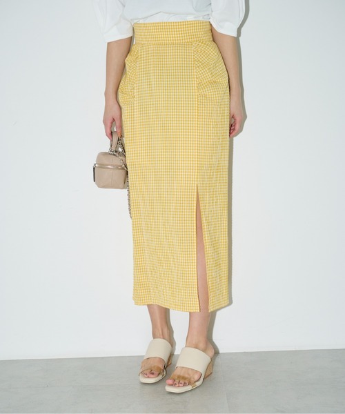FREE'S MART（フリーズマート）の「【Sシリーズ対応】◆フロントスリットチェックナロースカート（スカート・レディース・ブラック系その他/イエロー系その他/オレンジ系その他・SMALL/MEDIUM/X-SMALL）」の18枚目の写真