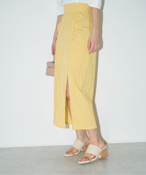 FREE'S MART（フリーズマート）の「【Sシリーズ対応】◆フロントスリットチェックナロースカート（スカート・レディース・ブラック系その他/イエロー系その他/オレンジ系その他・SMALL/MEDIUM/X-SMALL）」の7枚目の写真
