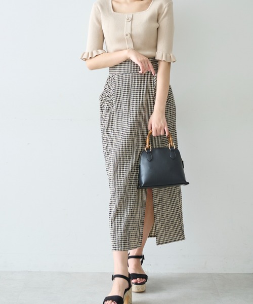 FREE'S MART（フリーズマート）の「【Sシリーズ対応】◆フロントスリットチェックナロースカート（スカート・レディース・ブラック系その他/イエロー系その他/オレンジ系その他・SMALL/MEDIUM/X-SMALL）」の20枚目の写真