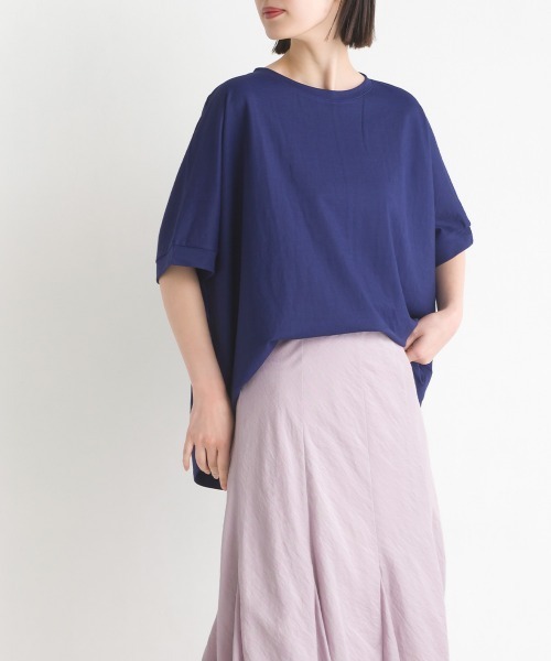 ✨美品✨JUN&ROPE’ モックネック長袖プルオーバー UV 接触冷感 防透 接触冷感レーヨンナイロンBIGシルエットプルオーバー（Tシャツ