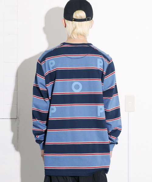 POP TRADING COMPANY（ポップトレーディングカンパニー）の「POP TRADING COMPANY/ポップトレーディングカンパニー STRIPED LOGO LONGSLEEVE ボーダー ロゴロンT（Tシャツ/カットソー・メンズ・ブルー系その他・L/XL/M）」の3枚目の写真