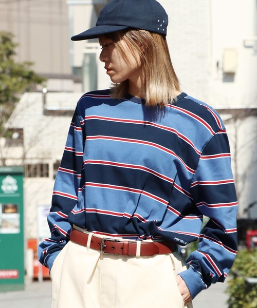 POP TRADING COMPANY（ポップトレーディングカンパニー）の「POP TRADING COMPANY/ポップトレーディングカンパニー STRIPED LOGO LONGSLEEVE ボーダー ロゴロンT（Tシャツ/カットソー・メンズ・ブルー系その他・L/XL/M）」の18枚目の写真