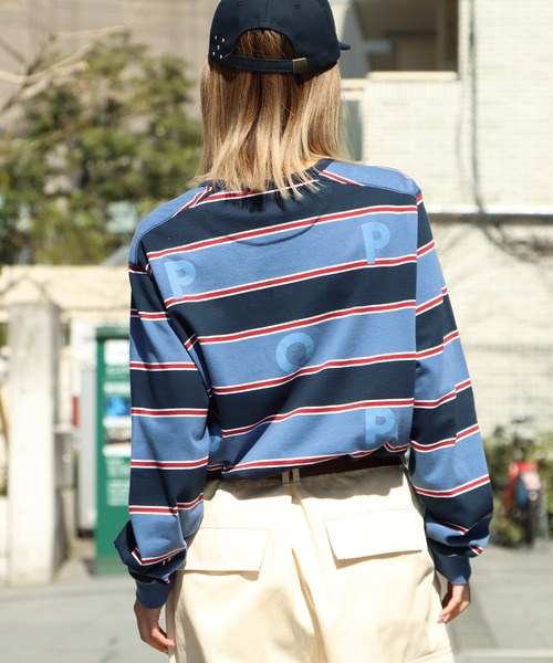 POP TRADING COMPANY（ポップトレーディングカンパニー）の「POP TRADING COMPANY/ポップトレーディングカンパニー STRIPED LOGO LONGSLEEVE ボーダー ロゴロンT（Tシャツ/カットソー・メンズ・ブルー系その他・L/XL/M）」の20枚目の写真