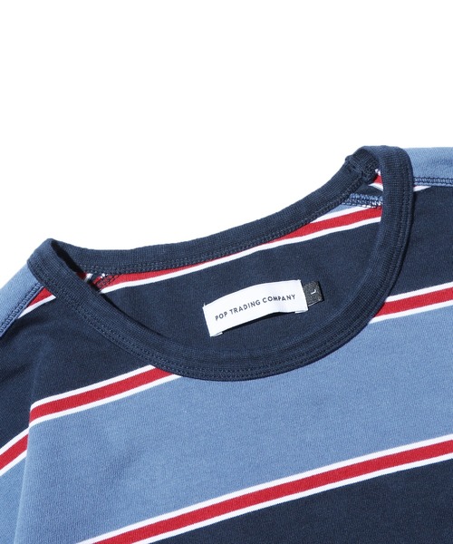 POP TRADING COMPANY（ポップトレーディングカンパニー）の「POP TRADING COMPANY/ポップトレーディングカンパニー STRIPED LOGO LONGSLEEVE ボーダー ロゴロンT（Tシャツ/カットソー・メンズ・ブルー系その他・L/XL/M）」の4枚目の写真