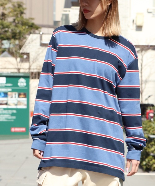 POP TRADING COMPANY（ポップトレーディングカンパニー）の「POP TRADING COMPANY/ポップトレーディングカンパニー STRIPED LOGO LONGSLEEVE ボーダー ロゴロンT（Tシャツ/カットソー・メンズ・ブルー系その他・L/XL/M）」の15枚目の写真