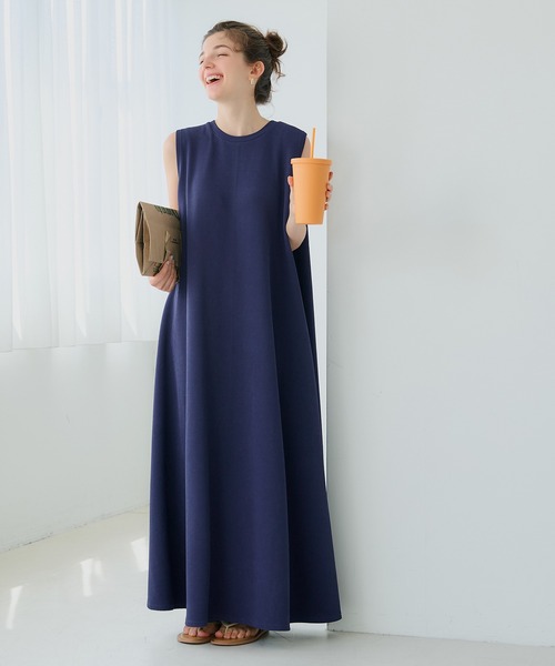 新色追加／エンボスノースリーブマキシワンピ（ワンピース）｜coca