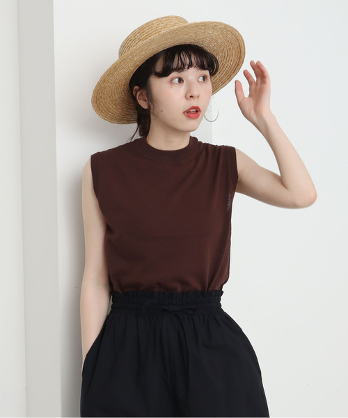 CHILD WOMAN(チャイルドウーマン)の「ICE COTTON 後ろ釦ノースリプルオーバー(ニット/セーター・レディース・グリーン/ブラック/ピンク/パープル/アイボリー/ダークブラウン/レッド・FREE)」の4枚目の写真