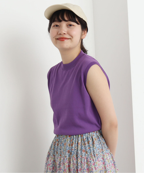CHILD WOMAN(チャイルドウーマン)の「ICE COTTON 後ろ釦ノースリプルオーバー(ニット/セーター・レディース・グリーン/ブラック/ピンク/パープル/アイボリー/ダークブラウン/レッド・FREE)」の6枚目の写真