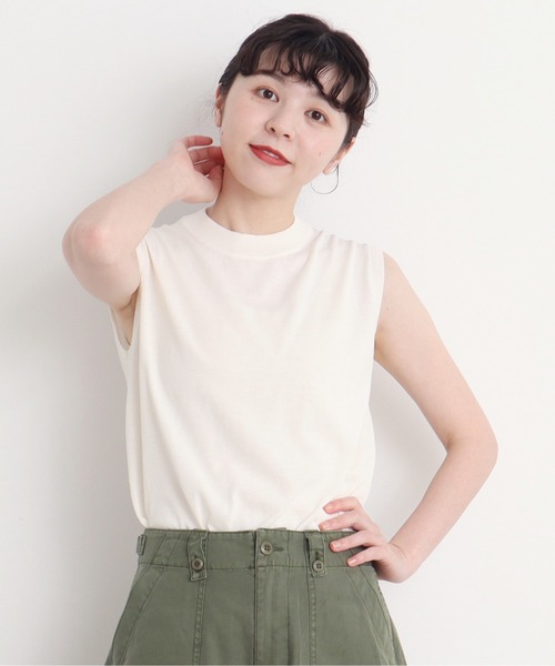 CHILD WOMAN(チャイルドウーマン)の「ICE COTTON 後ろ釦ノースリプルオーバー(ニット/セーター・レディース・グリーン/ブラック/ピンク/パープル/アイボリー/ダークブラウン/レッド・FREE)」の2枚目の写真