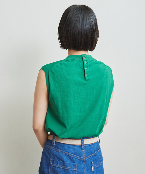 CHILD WOMAN(チャイルドウーマン)の「ICE COTTON 後ろ釦ノースリプルオーバー(ニット/セーター・レディース・グリーン/ブラック/ピンク/パープル/アイボリー/ダークブラウン/レッド・FREE)」の14枚目の写真