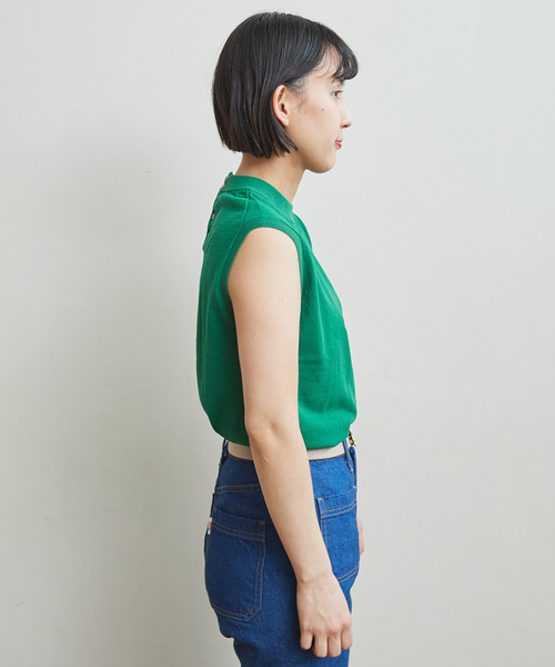 CHILD WOMAN(チャイルドウーマン)の「ICE COTTON 後ろ釦ノースリプルオーバー(ニット/セーター・レディース・グリーン/ブラック/ピンク/パープル/アイボリー/ダークブラウン/レッド・FREE)」の15枚目の写真