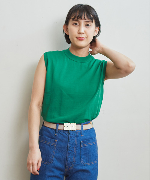 CHILD WOMAN(チャイルドウーマン)の「ICE COTTON 後ろ釦ノースリプルオーバー(ニット/セーター・レディース・グリーン/ブラック/ピンク/パープル/アイボリー/ダークブラウン/レッド・FREE)」の16枚目の写真
