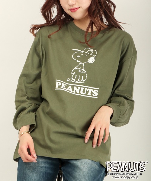 PEANUTS（ピーナッツ）の「PEANUTS 袖バルーンビッグシルエット長袖Tシャツ（Tシャツ/カットソー・レディース・カーキ/ヘザーグレー/ラベンダー/スモークピンク・LL/L/M）」の17枚目の写真