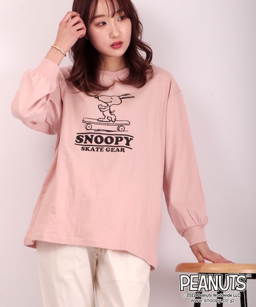 PEANUTS（ピーナッツ）の「PEANUTS 袖バルーンビッグシルエット長袖Tシャツ（Tシャツ/カットソー・レディース・カーキ/ヘザーグレー/ラベンダー/スモークピンク・LL/L/M）」の9枚目の写真
