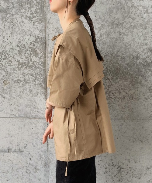 select MOCA by son（セレクトモカバイソン）の「【体系カバー】2wayビッグカラーセットシャツ（シャツ/ブラウス・レディース・ホワイト/ブラック/モカ・FREE）」の19枚目の写真