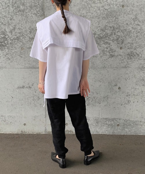 select MOCA by son（セレクトモカバイソン）の「【体系カバー】2wayビッグカラーセットシャツ（シャツ/ブラウス・レディース・ホワイト/ブラック/モカ・FREE）」の14枚目の写真