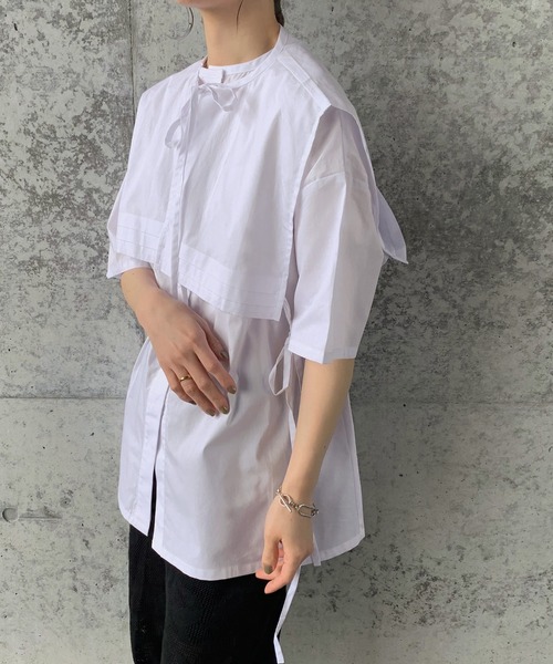 select MOCA by son（セレクトモカバイソン）の「【体系カバー】2wayビッグカラーセットシャツ（シャツ/ブラウス・レディース・ホワイト/ブラック/モカ・FREE）」の13枚目の写真