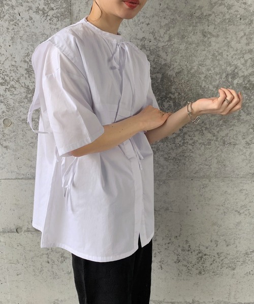 select MOCA by son（セレクトモカバイソン）の「【体系カバー】2wayビッグカラーセットシャツ（シャツ/ブラウス・レディース・ホワイト/ブラック/モカ・FREE）」の15枚目の写真