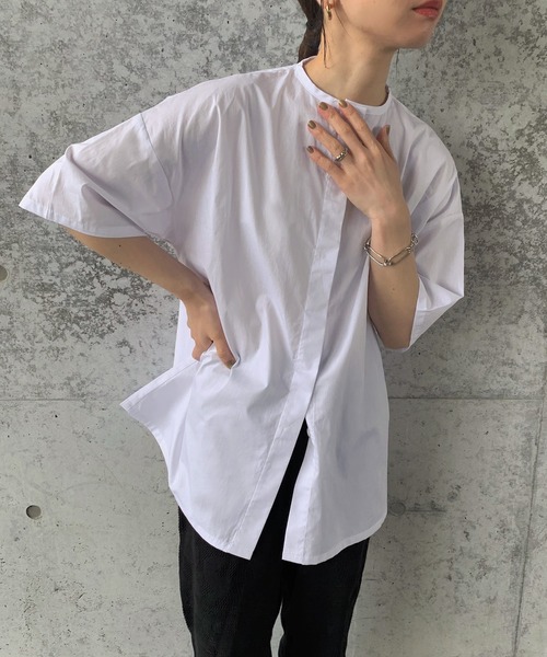 select MOCA by son（セレクトモカバイソン）の「【体系カバー】2wayビッグカラーセットシャツ（シャツ/ブラウス・レディース・ホワイト/ブラック/モカ・FREE）」の16枚目の写真