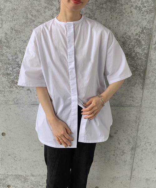 select MOCA by son（セレクトモカバイソン）の「【体系カバー】2wayビッグカラーセットシャツ（シャツ/ブラウス・レディース・ホワイト/ブラック/モカ・FREE）」の17枚目の写真