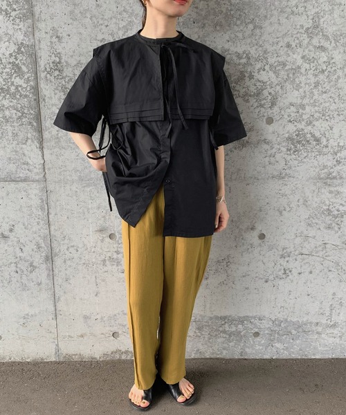 select MOCA by son（セレクトモカバイソン）の「【体系カバー】2wayビッグカラーセットシャツ（シャツ/ブラウス・レディース・ホワイト/ブラック/モカ・FREE）」の10枚目の写真