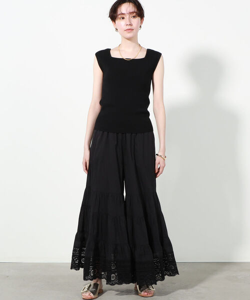 NE QUITTEZ PAS!(ヌキテパ)の「【ne Quittez pas/ヌキテパ】LACE&PIN TUCK TIERED PANTS(その他パンツ・レディース・ブラック/オフホワイト・MEDIUM)」の18枚目の写真