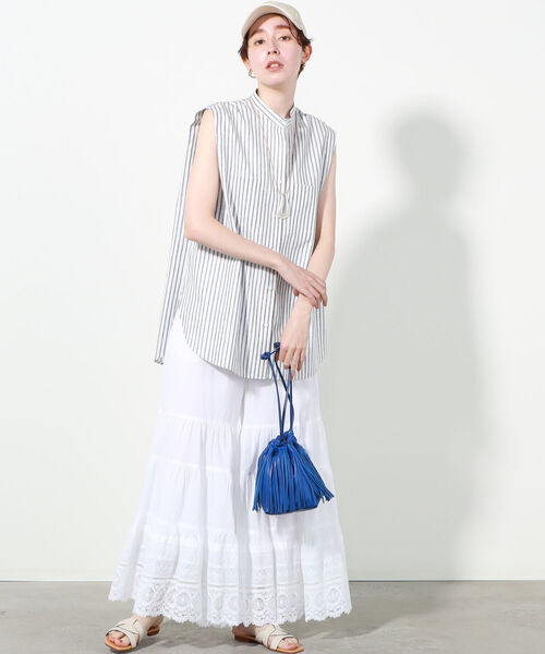 NE QUITTEZ PAS!(ヌキテパ)の「【ne Quittez pas/ヌキテパ】LACE&PIN TUCK TIERED PANTS(その他パンツ・レディース・ブラック/オフホワイト・MEDIUM)」の10枚目の写真