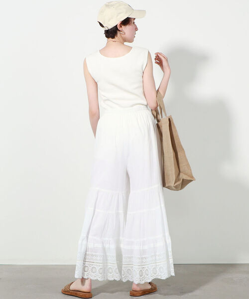 ヌキテパ　レース　パンツ　白　定価26,400円 ヌキテパ レース パンツ 白 定価26,400円 Cotton Jacquard Lace