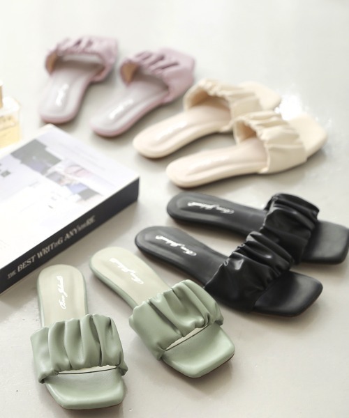 Bou Jeloud(ブージュルード)の「【WEB限定】ギャザーフィットサンダル(サンダル・レディース・ブラック/アイボリー/パープル/グリーン・M/L)」の9枚目の写真