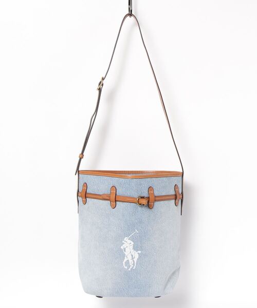 POLO ラルフローレン　デニム ミディアム Bellport バケット バッグ POLO RALPH LAUREN（ポロ ラルフ ローレン）の「デニム