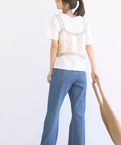 rps（アールピーエス）の「ＴシャツＳＥＴフラワービスチェアンサンブル（ベスト・レディース・ベージュ/ネイビー/ブラック・M）」の6枚目の写真