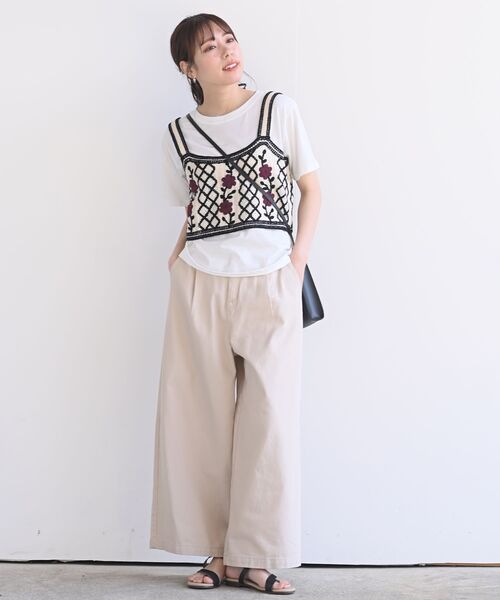 rps（アールピーエス）の「ＴシャツＳＥＴフラワービスチェアンサンブル（ベスト・レディース・ベージュ/ネイビー/ブラック・M）」の12枚目の写真