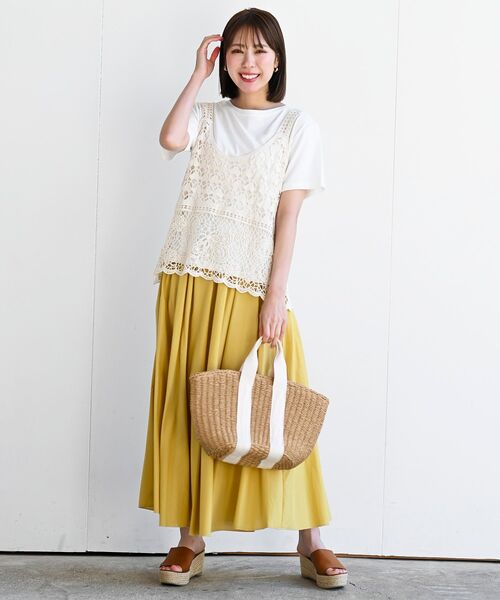 rps（アールピーエス）の「ＴシャツＳＥＴカギ針ビスチェアンサンブル（ベスト・レディース・アイボリー/ホワイト系その他4・M/フリー）」の3枚目の写真