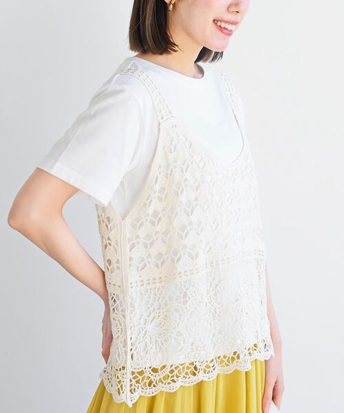 rps（アールピーエス）の「ＴシャツＳＥＴカギ針ビスチェアンサンブル（ベスト・レディース・アイボリー/ホワイト系その他4・M/フリー）」の8枚目の写真