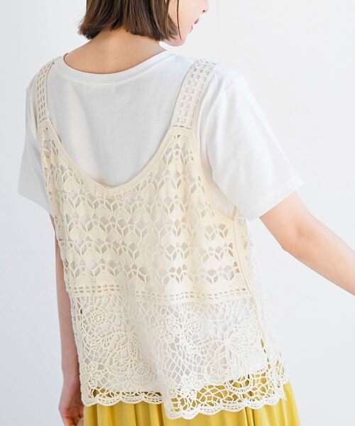 rps（アールピーエス）の「ＴシャツＳＥＴカギ針ビスチェアンサンブル（ベスト・レディース・アイボリー/ホワイト系その他4・M/フリー）」の9枚目の写真