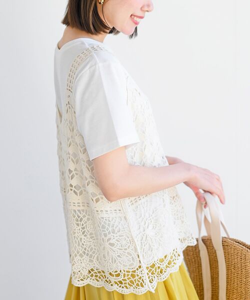 rps（アールピーエス）の「ＴシャツＳＥＴカギ針ビスチェアンサンブル（ベスト・レディース・アイボリー/ホワイト系その他4・M/フリー）」の10枚目の写真