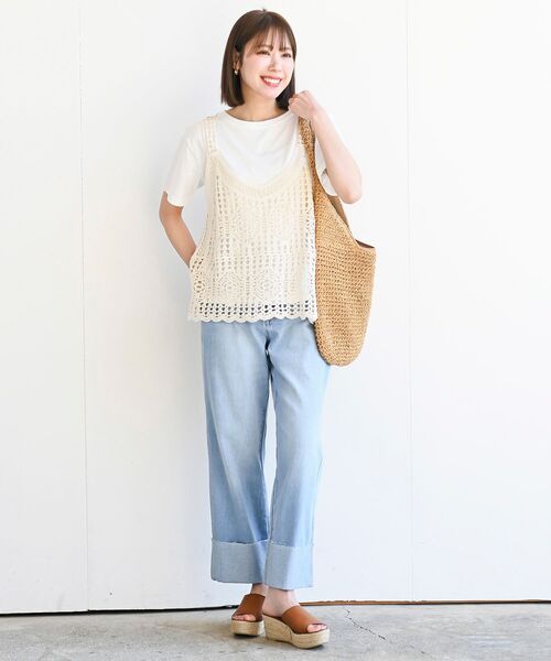 rps（アールピーエス）の「ＴシャツＳＥＴカギ針ビスチェアンサンブル（ベスト・レディース・アイボリー/ホワイト系その他4・M/フリー）」の12枚目の写真