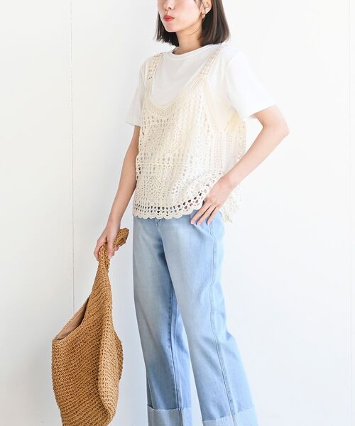 rps（アールピーエス）の「ＴシャツＳＥＴカギ針ビスチェアンサンブル（ベスト・レディース・アイボリー/ホワイト系その他4・M/フリー）」の13枚目の写真