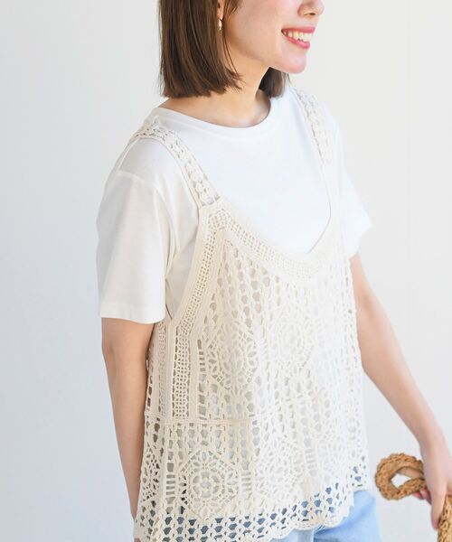 rps（アールピーエス）の「ＴシャツＳＥＴカギ針ビスチェアンサンブル（ベスト・レディース・アイボリー/ホワイト系その他4・M/フリー）」の16枚目の写真