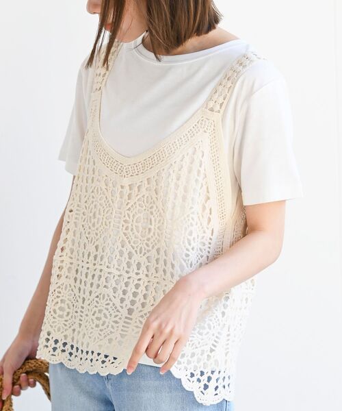 rps（アールピーエス）の「ＴシャツＳＥＴカギ針ビスチェアンサンブル（ベスト・レディース・アイボリー/ホワイト系その他4・M/フリー）」の17枚目の写真