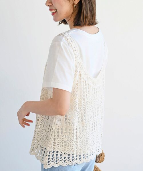 rps（アールピーエス）の「ＴシャツＳＥＴカギ針ビスチェアンサンブル（ベスト・レディース・アイボリー/ホワイト系その他4・M/フリー）」の18枚目の写真