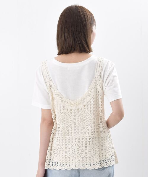 rps（アールピーエス）の「ＴシャツＳＥＴカギ針ビスチェアンサンブル（ベスト・レディース・アイボリー/ホワイト系その他4・M/フリー）」の22枚目の写真