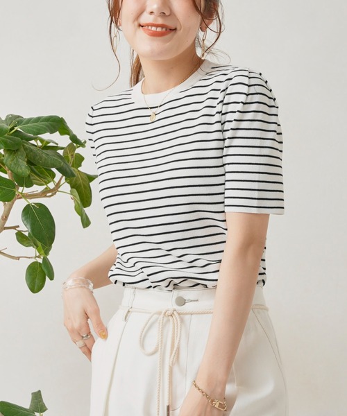 Chez toi（シェトワ）の「袖山タックコンパクトニットプルオーバー（ニット/セーター・レディース・オフホワイト/ブラック/グリーン/オレンジ・FREE）」の6枚目の写真