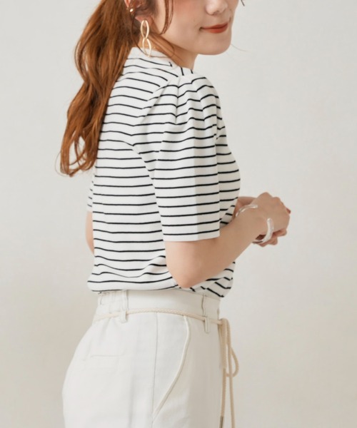 Chez toi（シェトワ）の「袖山タックコンパクトニットプルオーバー（ニット/セーター・レディース・オフホワイト/ブラック/グリーン/オレンジ・FREE）」の8枚目の写真