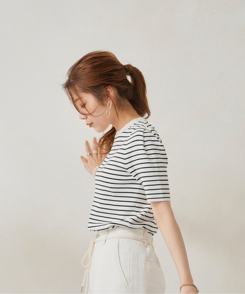 Chez toi（シェトワ）の「袖山タックコンパクトニットプルオーバー（ニット/セーター・レディース・オフホワイト/ブラック/グリーン/オレンジ・FREE）」の10枚目の写真