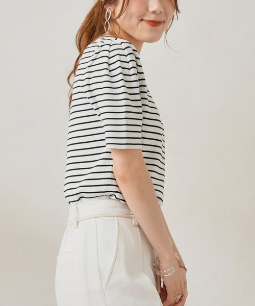 Chez toi（シェトワ）の「袖山タックコンパクトニットプルオーバー（ニット/セーター・レディース・オフホワイト/ブラック/グリーン/オレンジ・FREE）」の14枚目の写真